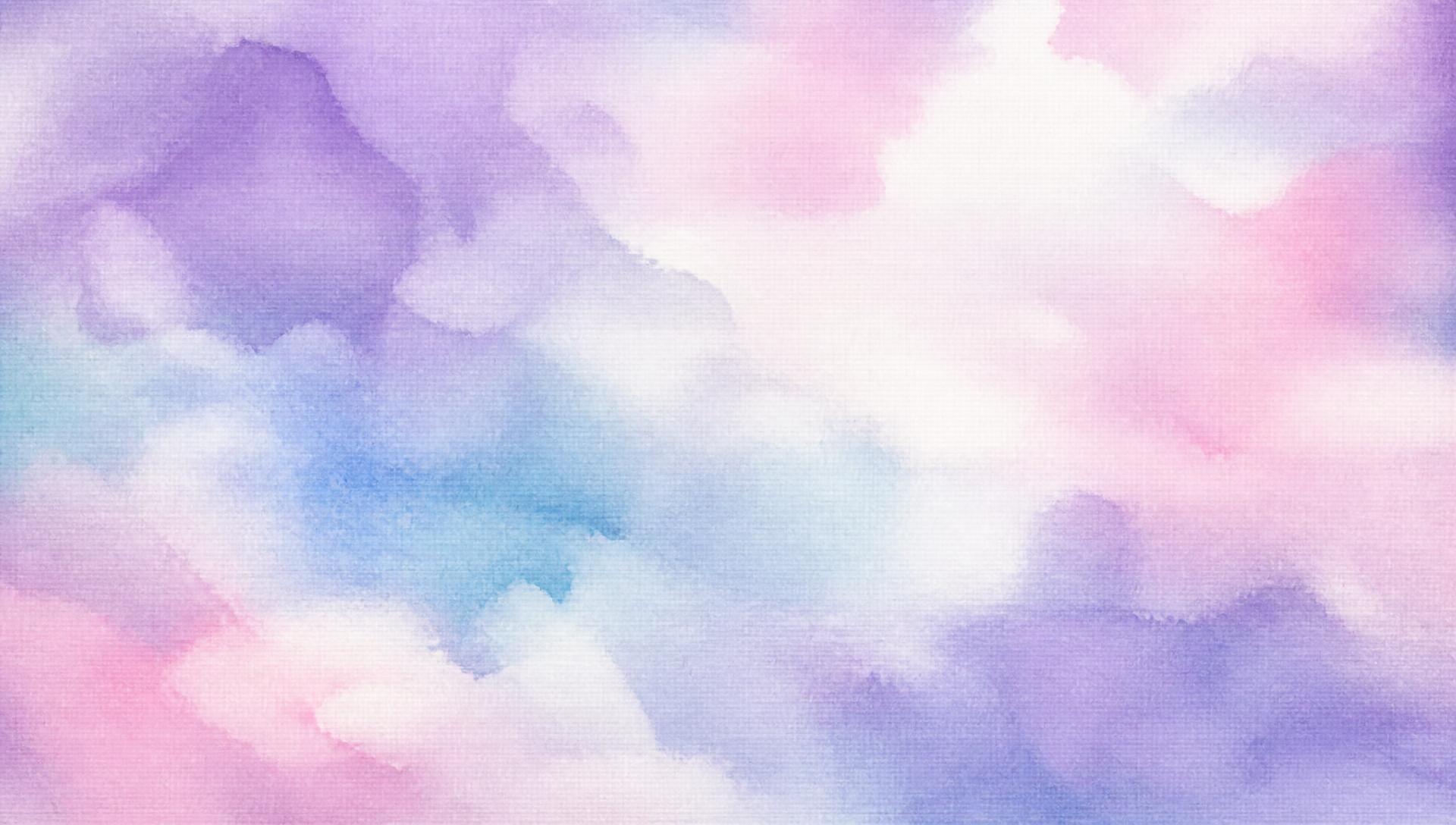 Soft watercolor clouds in lilac, pink and blue